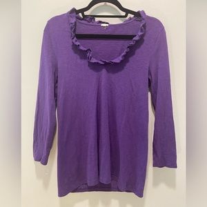 J. Crew Purple Cotton Top 3/4 Sleeves | Women’s Size Large